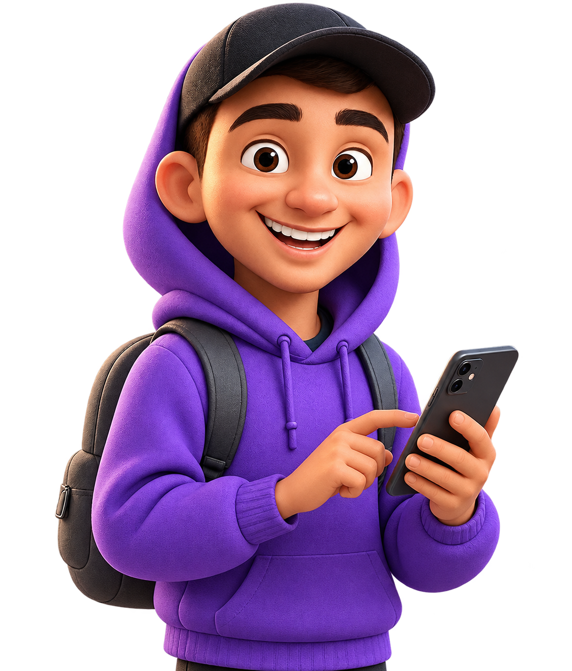 Student exploring Naitri on his phone